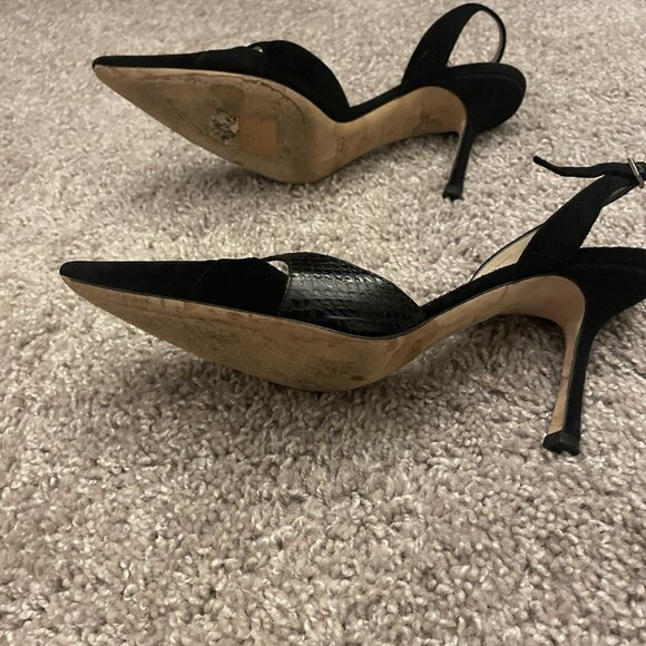 JIMMY CHOO D’Orsay Cutout Leather And Suede Heels In Black - Picture 4 of 8